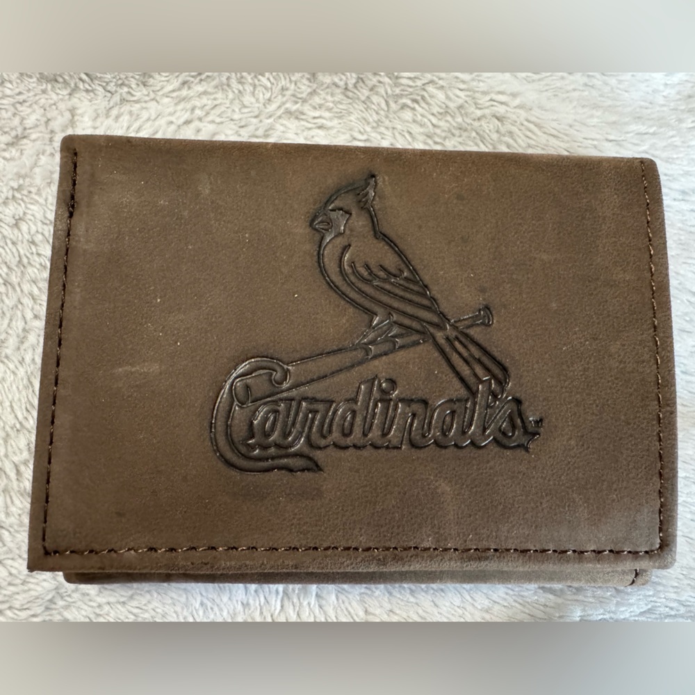 St. Louis Cardinals Tri-Fold Leather Wallet - Brown - Picture 2 of 11